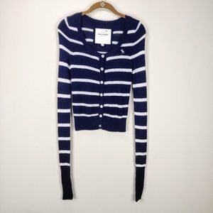 Abercrombie Navy Blue White Striped Cardigan